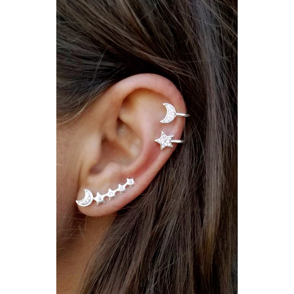 ✨Star & Moon Cuffs + Ear Climber✨